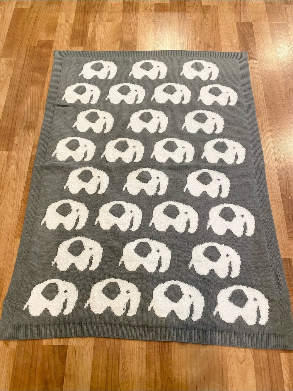 Little Miracles Elephant Baby Blanket Grey White Knit Costco Security Lovey